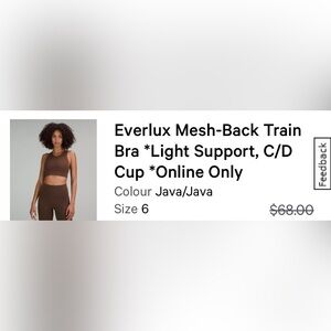 Lululemon Everlux Mesh-Back Train Bra